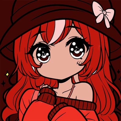 cute anime girl with hat and big cut eyes