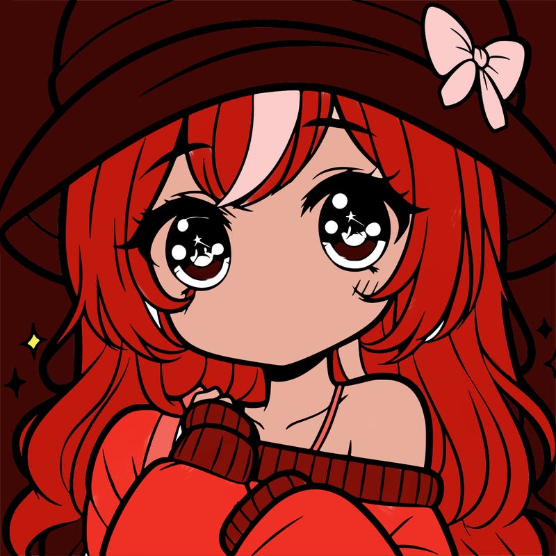 cute anime girl with hat and big cut eyes