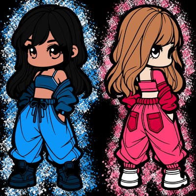 girl in crop top and baggy pants