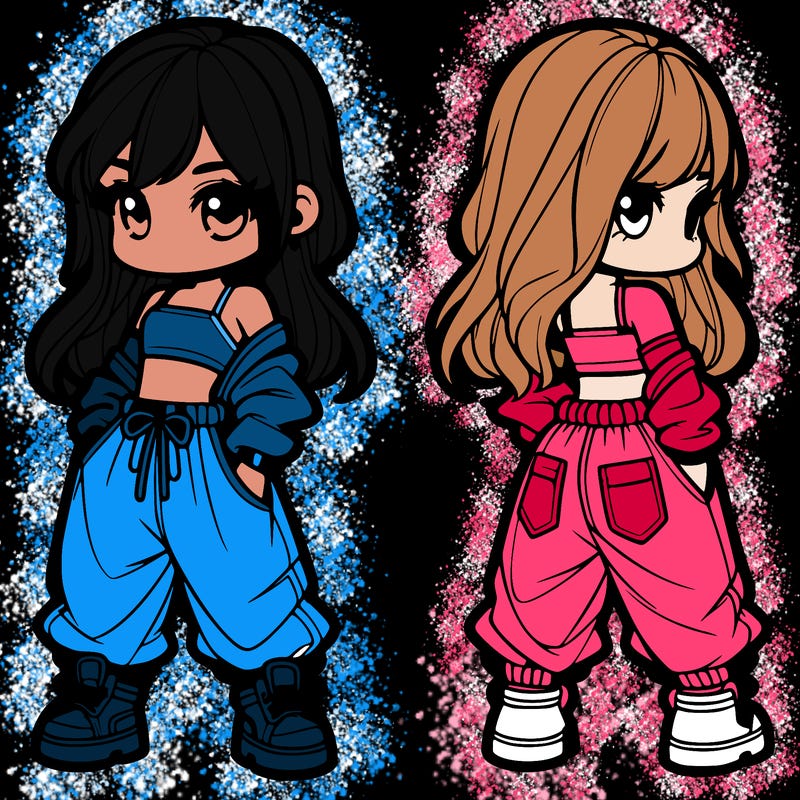 girl in crop top and baggy pants