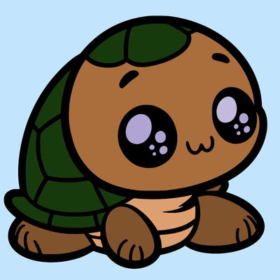 cute little animated turtle