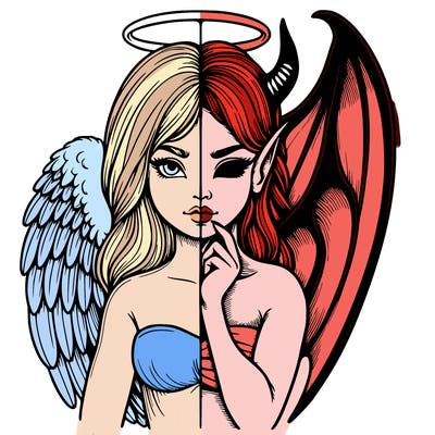 realistic angel half demon