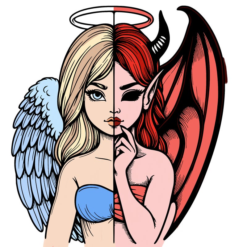 realistic angel half demon