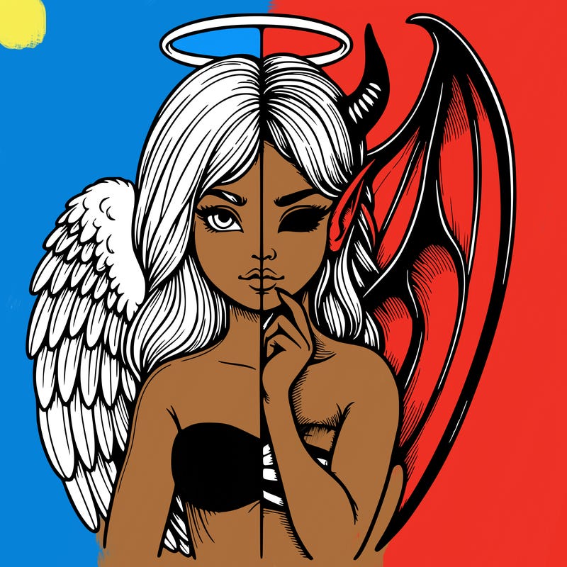 realistic angel half demon