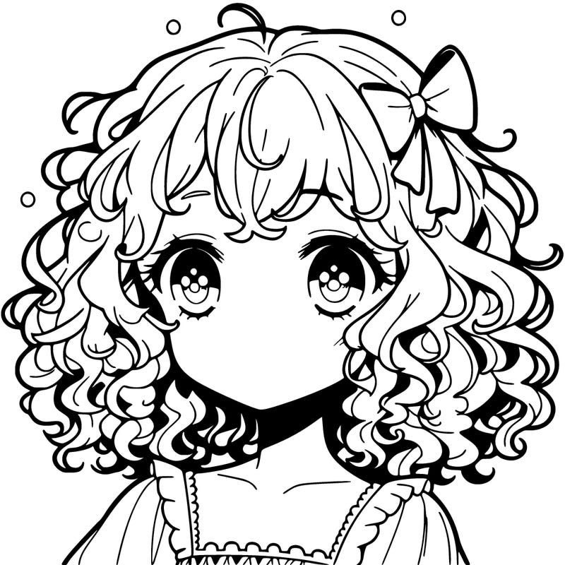 anime girl with curly hair