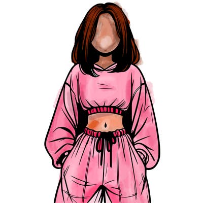 realistic girl faceless with baggy pants and a crop top