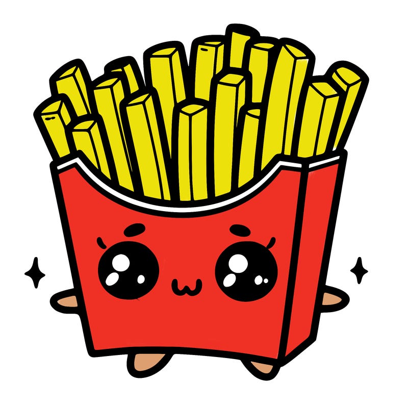 a cute. french fries