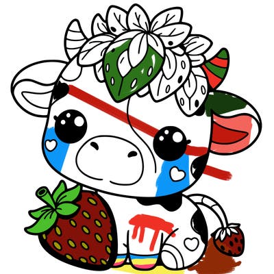 cute strawberry cow