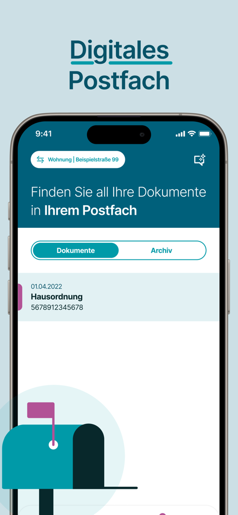 Mein Vonovia - Interfaz del buzón digital de la app Mein Vonovia mostrando documentos de alquiler almacenados