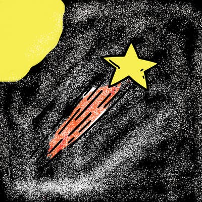 a shooting star in the sky
