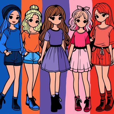 a group of five girls