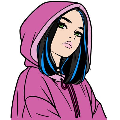 a realistic girl in a hoodie