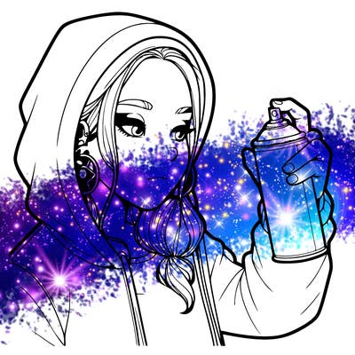 a realistic girl, spray painting