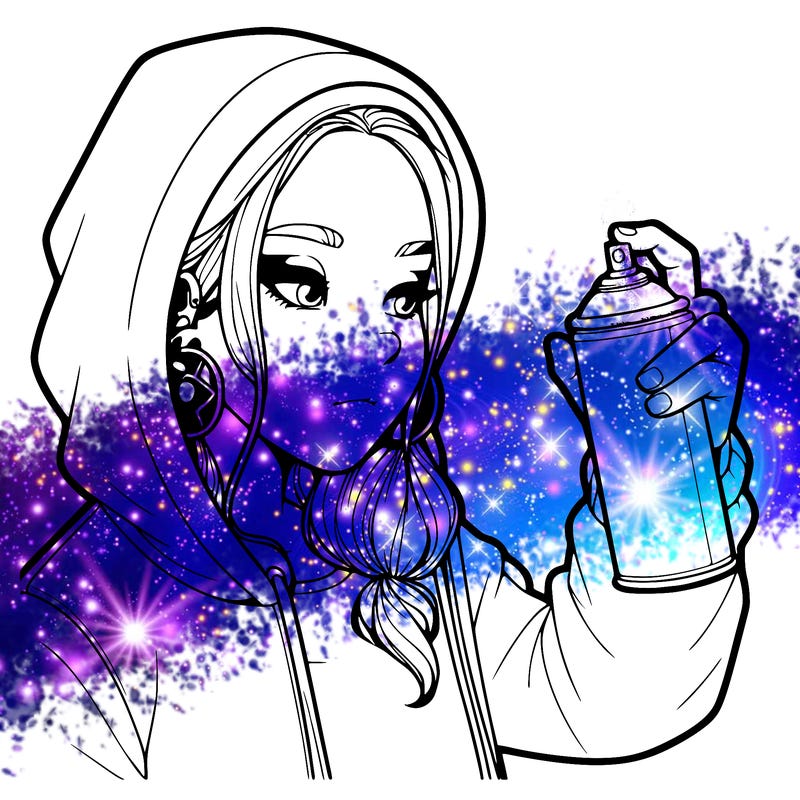 a realistic girl, spray painting