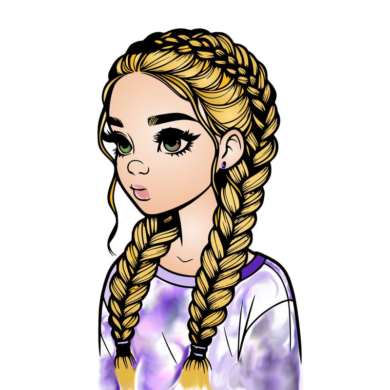 realistic girl with braids