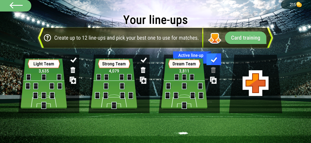 FIFA World Cup 2026™ AXL™ - Team line up management screen in the FIFA World Cup 2026 AXL app showing different squad formations