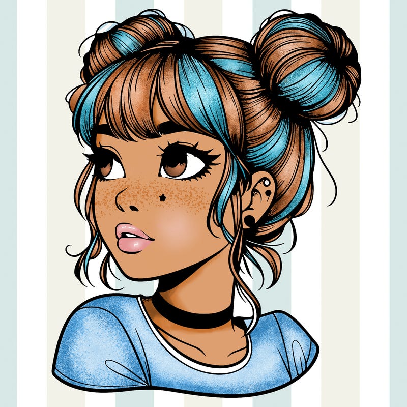 realistic girl with spacebuns