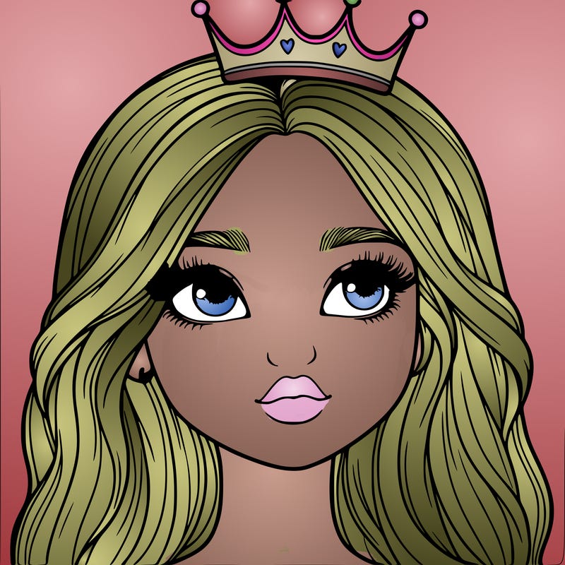 a realistic girl with a crown on