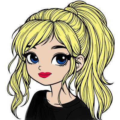 realistic girl with ponytail