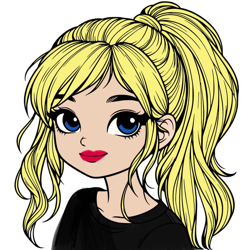 realistic girl with ponytail