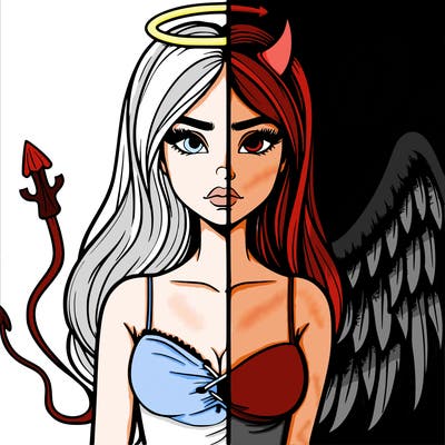 devil vs angel realistic girl