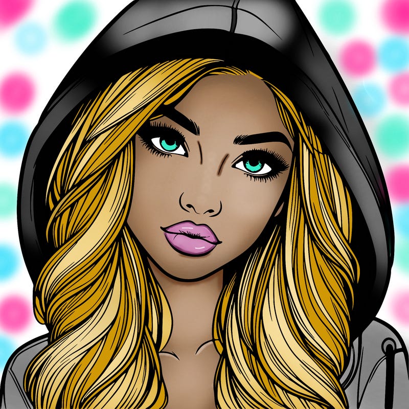 realistic beautiful girl with a hood on