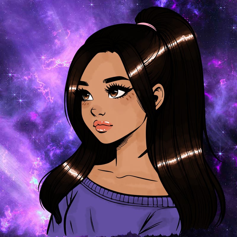 realistic girl with a high ponytail