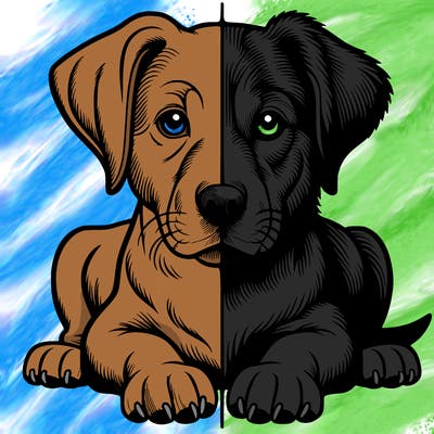 realistic dog split picture