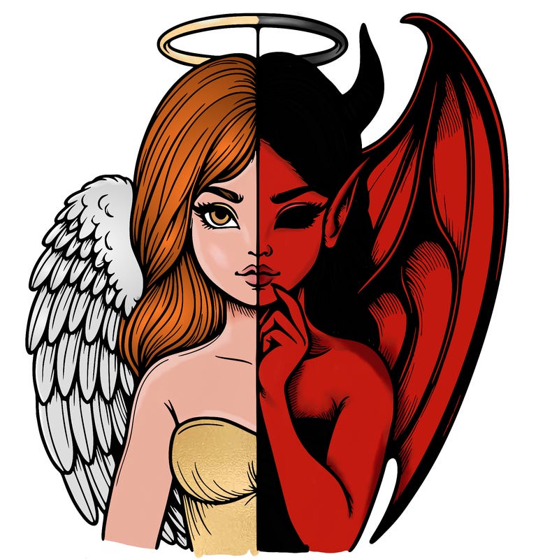 realistic angel half demon