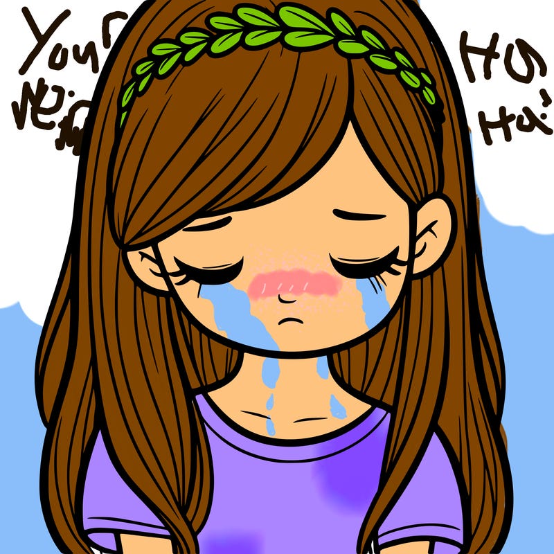 girl with head looking down her hair in down