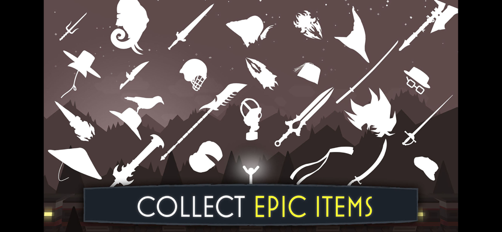 A collection of white silhouettes showing various weapons and gear for stickman character customization