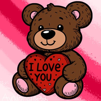 teddy bear holding an i love you heart