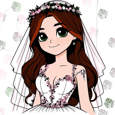 realistic girl in a wedding dress