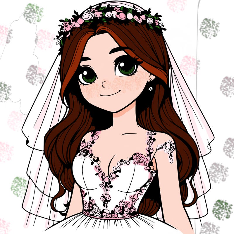 realistic girl in a wedding dress