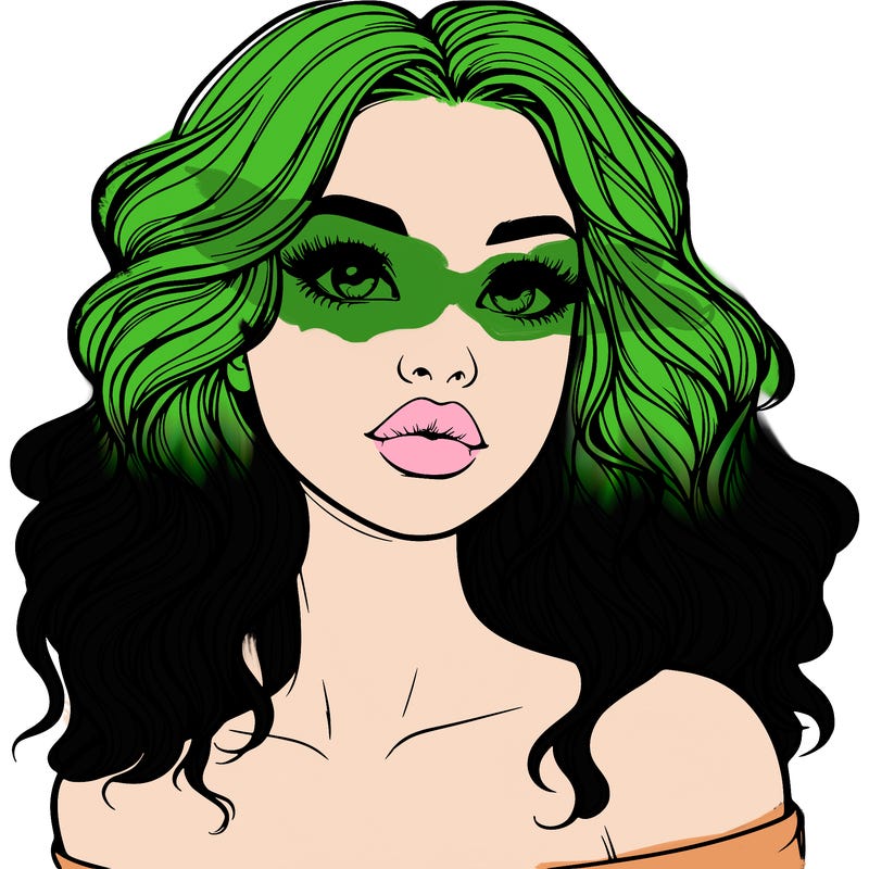 realistic girl with wavy hair and lips