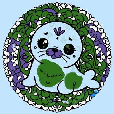 a cute baby seal mandala
