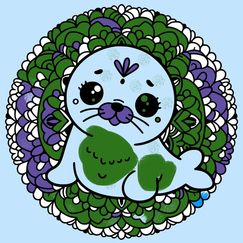 a cute baby seal mandala