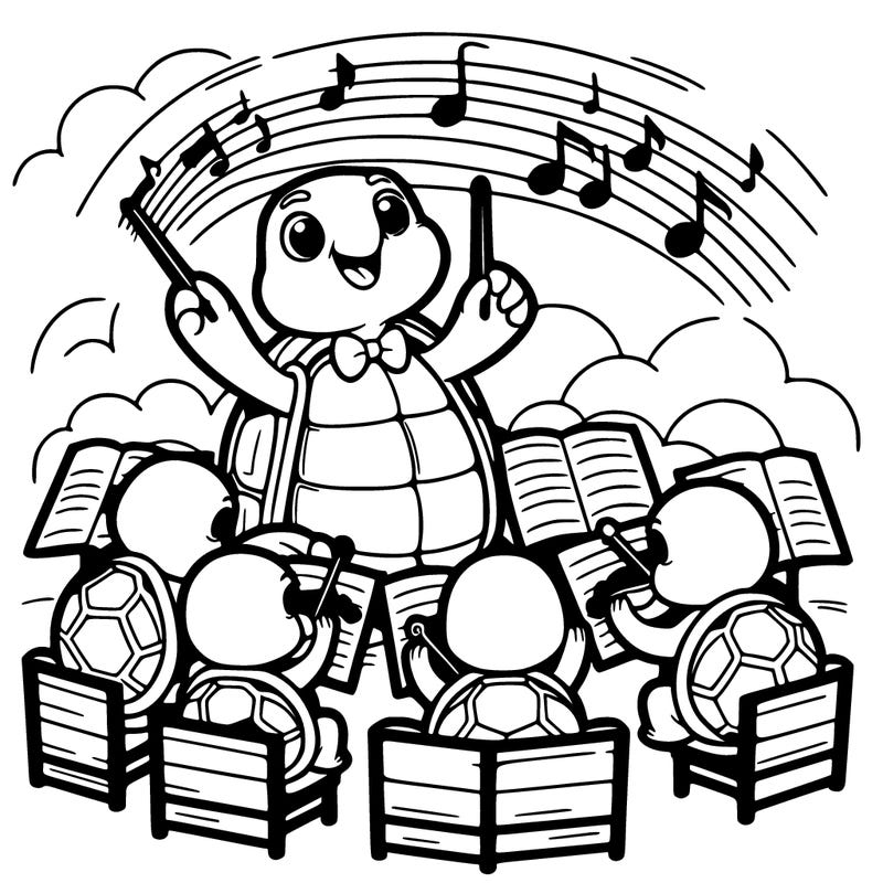 a tortoise conducting an orchestra