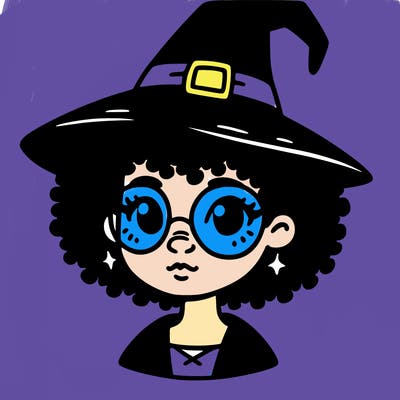 a black person who is a witch and has glasses