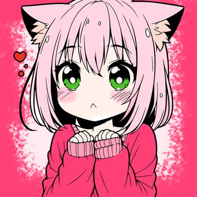 shy anime catgirl