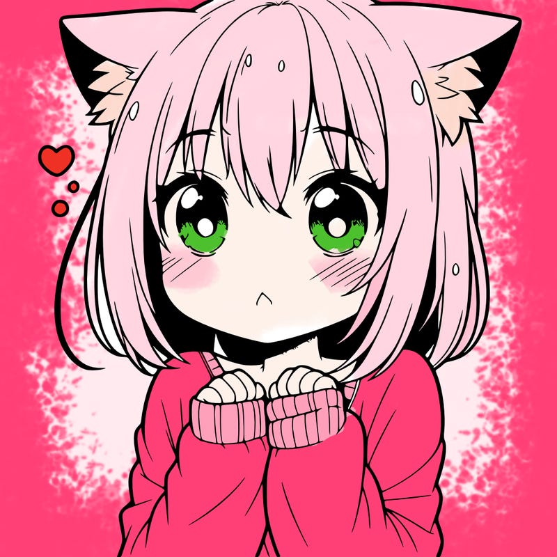 shy anime catgirl