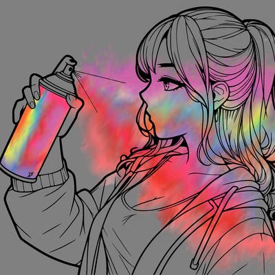 a realistic girl spray, painting