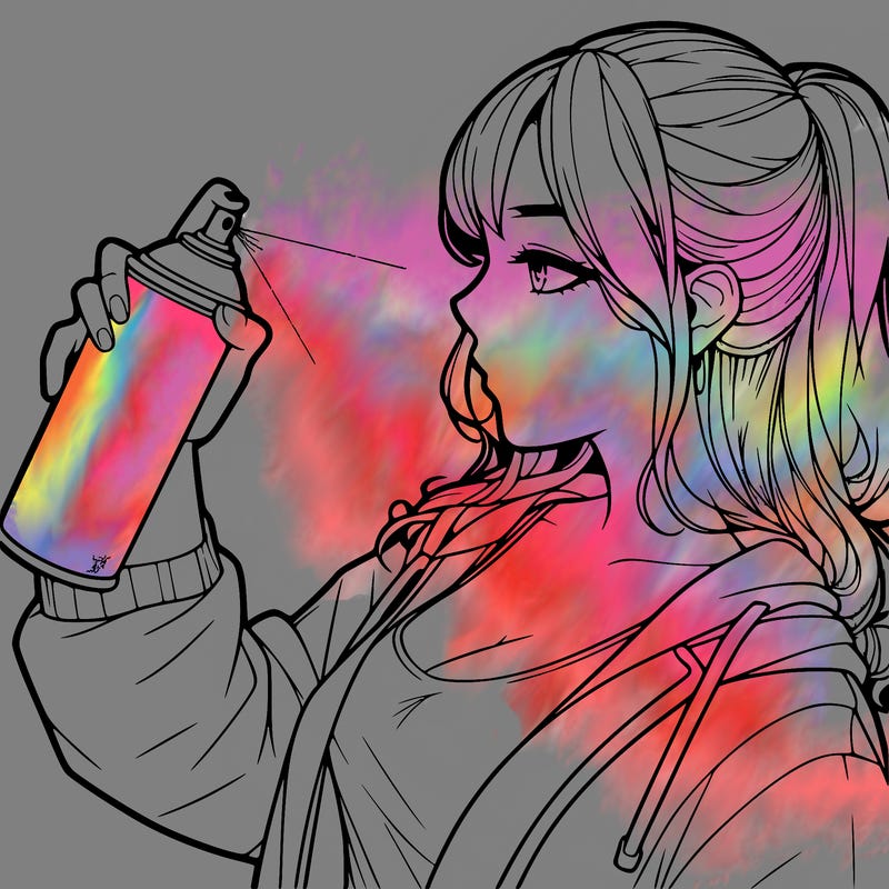 a realistic girl spray, painting