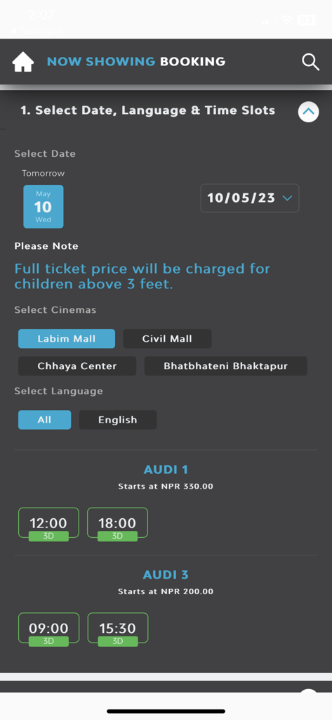 QFX Cinemas - Booking screen for QFX Cinemas showing movie showtimes, cinema locations like Labim Mall, and date selection.