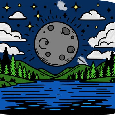 moonlight shining on a lake