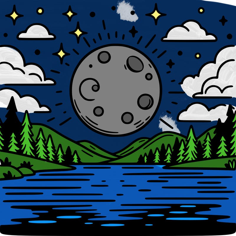 moonlight shining on a lake