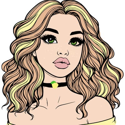 realistic girl with wavy hair and lips