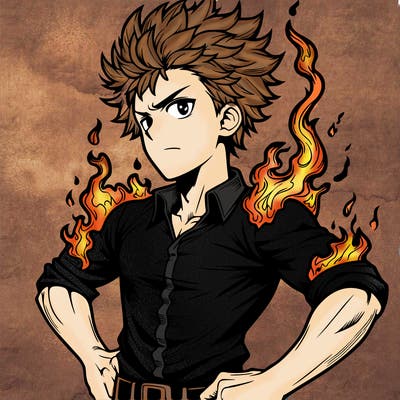 realistic manga man of fire