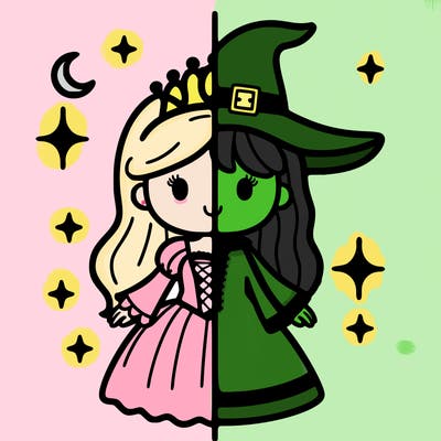 split princess and witch