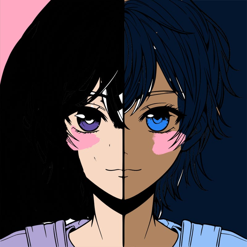 realistic manga twins half and half